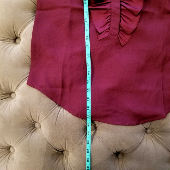 New! J Crew sz XXS XX-Small Burgundy Ruffle-front top satin blouse NWT - Picture 5 of 5